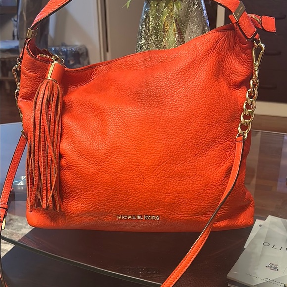 Michael Kors Orange Hobo Bag with Tassels - Picture 4 of 12